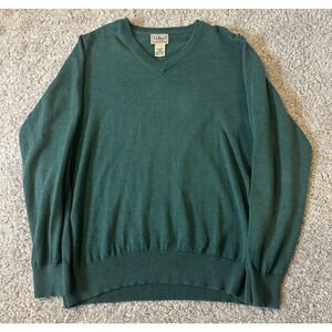 LL Bean Men's L Wicked Soft Cotton Cashmere Sweater Crewneck Green